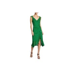 Veronica Beard Amal Ruffled Floral Silk-Chiffon Midi Dress In Green Multi Size 4